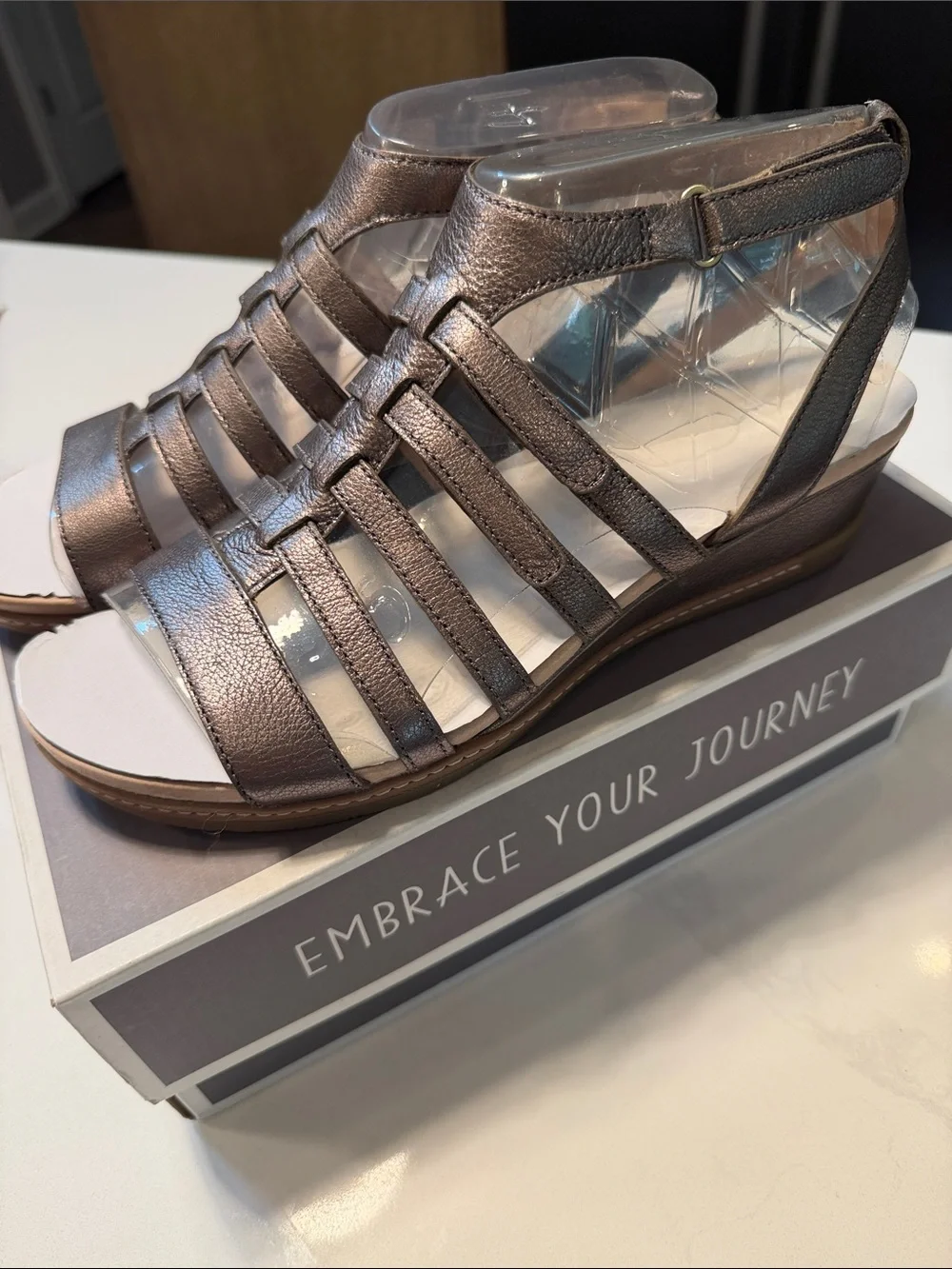 Dansko Metallic Bronze Strappy Wedge Sandals